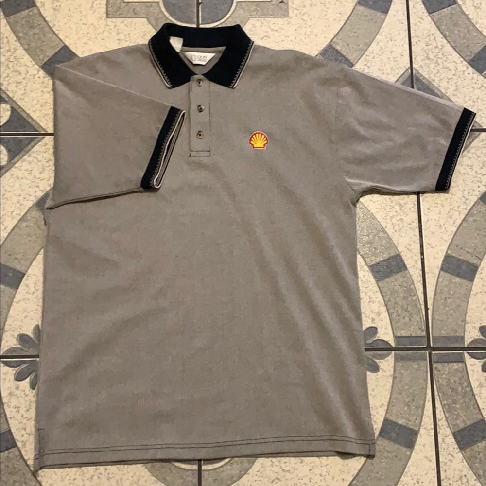 Vintage Shell Embroidered Golf Polo Shirt Sz. XL